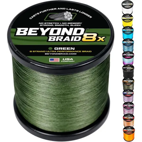 Braided Fishing Line -Super Strong - Abrasion Resistant - No Stretch -Blue Camo, Moss Camo, White, Green, Pink, Blue, 4 Strand 8 Strand