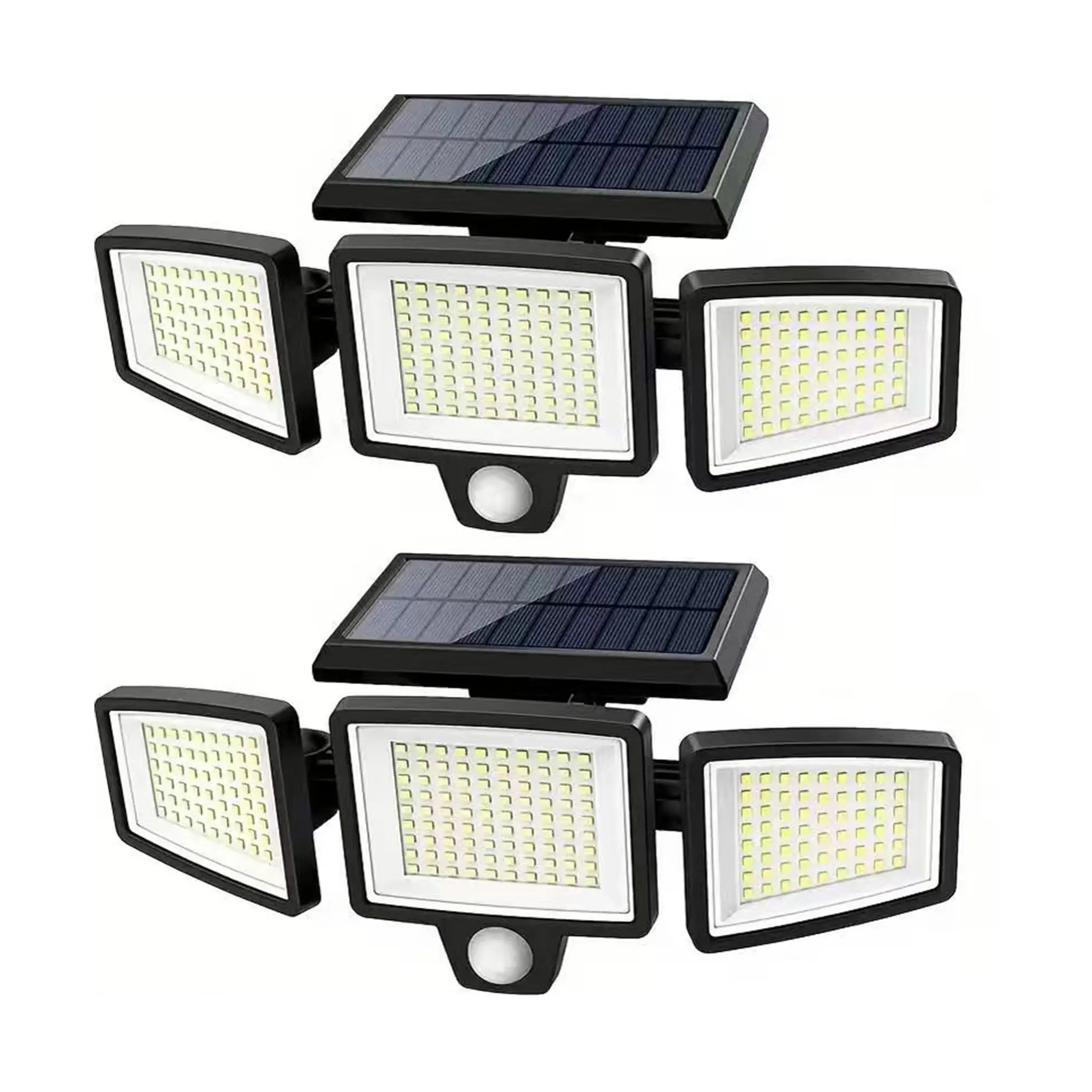 2-Pack Triple-Head Solar LED Motion Sensor Lights, IP44 Water Resistant Solar Illuminated Lights, Day and Night Automatic Lighting for Automotive & Motorcycle Courtyards