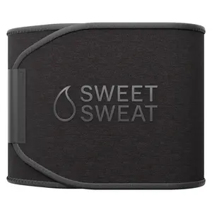 Sweet Sweat Ab Trainer for Women and Men - Sweat Band Waist Trainer Belt for High Intensity Training and Gym Workouts, 5 Adjustable Sizes - Matte Black (XL)