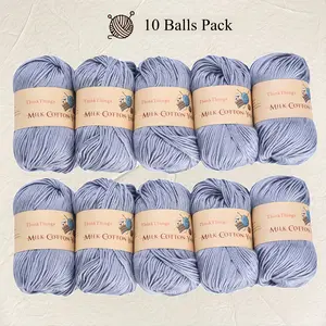 THINKTHINGS Acrylic Yarn for Crocheting Bulk DIY Knitting Light Gray Yarns Large 10 Balls Pack 17.6oz Weaving Knit Tool for Beginners