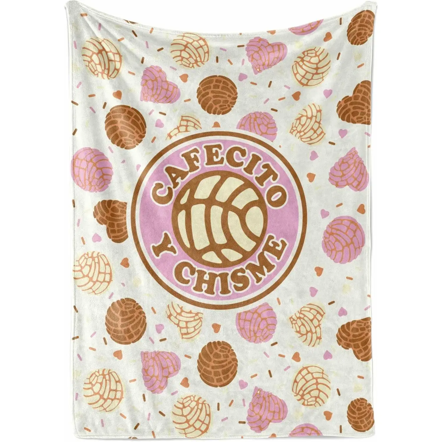 Concha Throw Blanket, Mexican Concha Gifts for Women and Concha Lovers, Tortilla Blanket, Cafecito Y Chisme