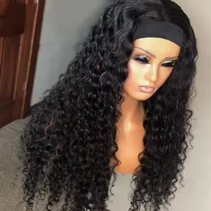 Gabrielle Wigs Headband Wig Deep Wave Human Hair None Lace Front Wig Human Hair Machine Made Wigs Glueless Curly Hair Headband Half Wigs For Black Women Human Hair Natural Color   #SummerVibes#tiktokshopspringglowup