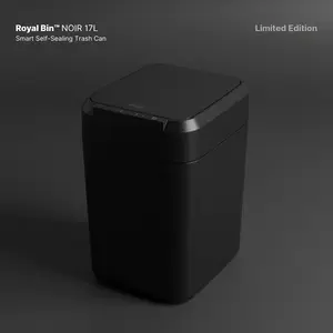 Royal Bin NOIR 17L Touchless Self-Sealing Smart Trash Can | Auto Bag Reload | Motion Sensor | Odor-Lock | Limited Edition Matte Black
