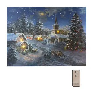 LumaBase Lighted Wall Art with Remote Control -Winter Village