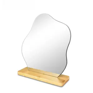 Style Irregular Wooden Makeup Mirror, Desktop Unique Shape Touch-Up Mirror, Photo Atmosphere Enhancer, Perfect for Beauty Lovers