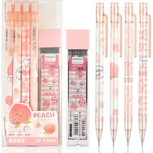 Cute Mechanical Pencil Set, 4 count 0.5mm Kawaii Mechanical Pencils with 1 Tubes HB Core Refills Kawaii Stationary Cute School Supplies for Writing Drawing Sketching