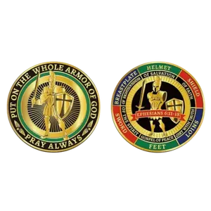Christian Full Armor of God Challenge Coin Set of 2 Coins Version 1 Coins