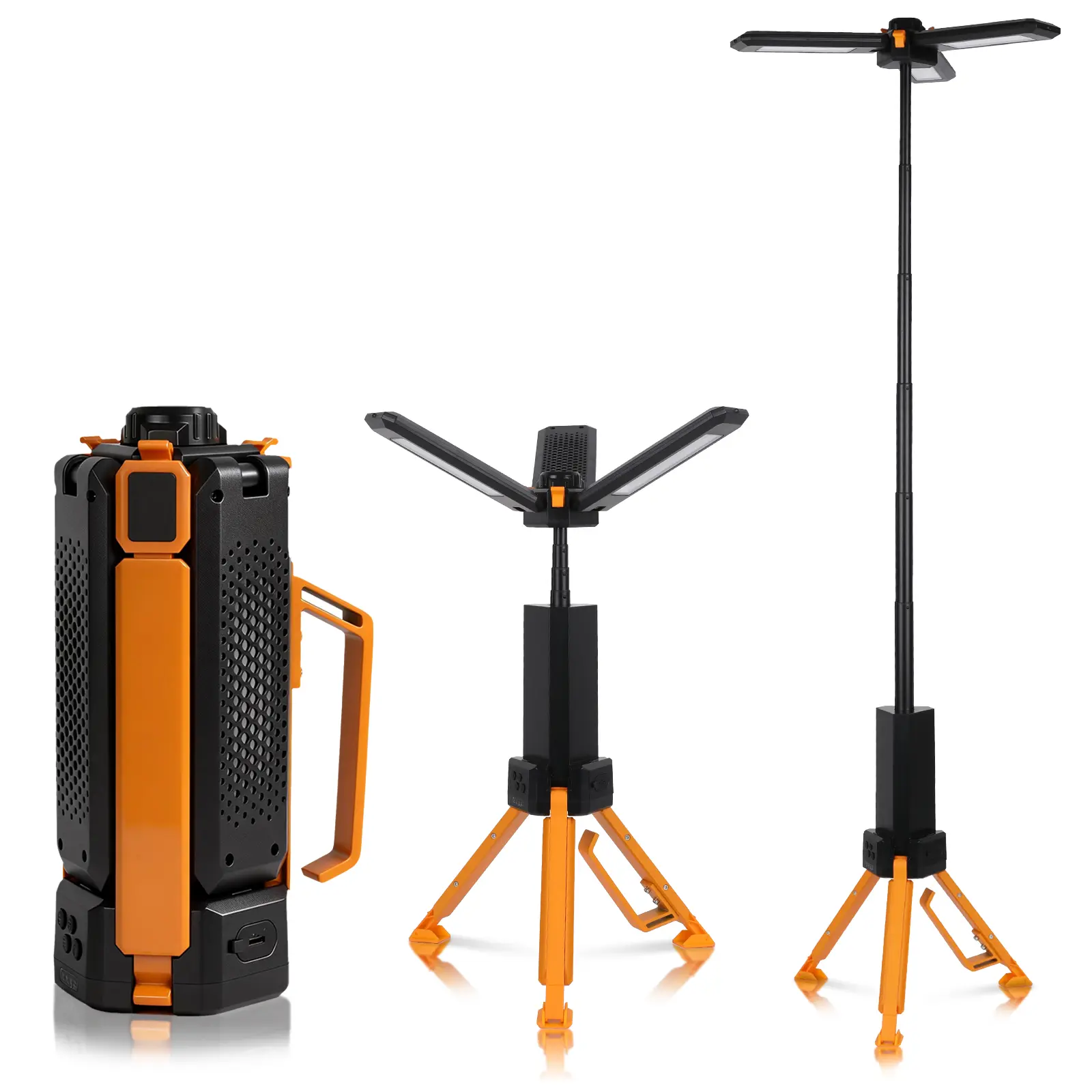 CuLiDing 15000mAh Rechargeable Telescopic Camping Light, Portable Flashlight & Lantern with Reinforced Tripod Base, Height Adjustable Dimmable Tent Light, Power Bank for Outdoor BBQ, Hiking, Job Site