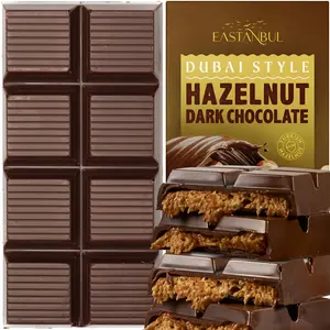Eastanbul Dubai Dark Chocolate Bar with Hazelnut & Kunafa, 7oz Viral TikTok Chocolate, Crunchy Phyllo Dough Dessert | Ice Pack Included