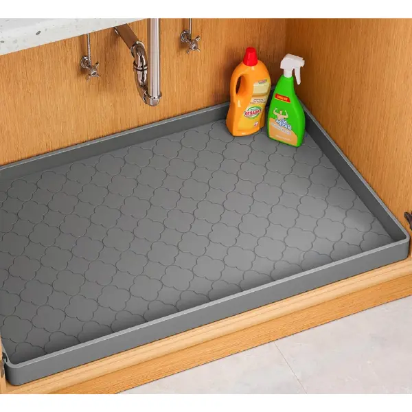 Waterproof Under Sink Mat 34" x 22", Thick Silicone Mat Cabinet Protector for Kitchen and Bathroom, Shelf Liner, Home Organizer and Storage, Multipurpose Tray for Gadgets and Essentials