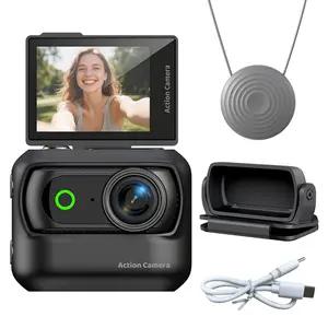 Mini Action Camera, 4K Ultra Clear Recording VLOG Recorder with Flip Screen, Separable magnetic camera,Anti-Shake Stabilization, Tiny Action Cam for Travel & Content Creators