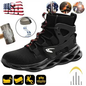 Composite Toe High-top Breathable Anti-crushing Anti-piercing Work Shoes non-slip safety labor protection Workout Sneakers