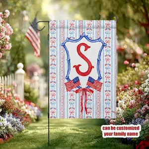 Personalized Patriotic Garden Flag Custom Last Name Porch Decor Grandmillennial Patriotic Flag Red White & Blue Flag July 4th Outdoor Decor