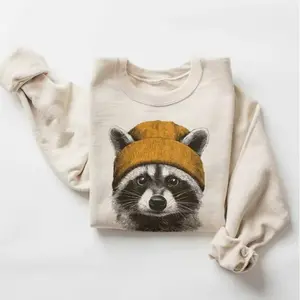 Retro Raccoon Wearing Beanie Unisex Sweatshirt