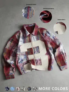 Unisex Vintage Street Style Plaid Patchwork Jacket, Trendy Fashion Outerwear for Casual Daily Wear, High-Street Culture Gift，Suitable for streetwear, Y2K style, casual everyday wear, men's gifts, and couple's outfits.