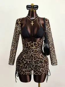 DAISY x Zestiva Leopard Drawstring Side Cover Up,Summer Beach