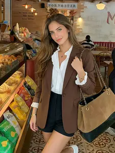 Women's Oversize Lapel Commuter Jacket, Spring New Elegant Loose-Fit Suit Outerwear, Stylish Women's Clothing for Daily Wear