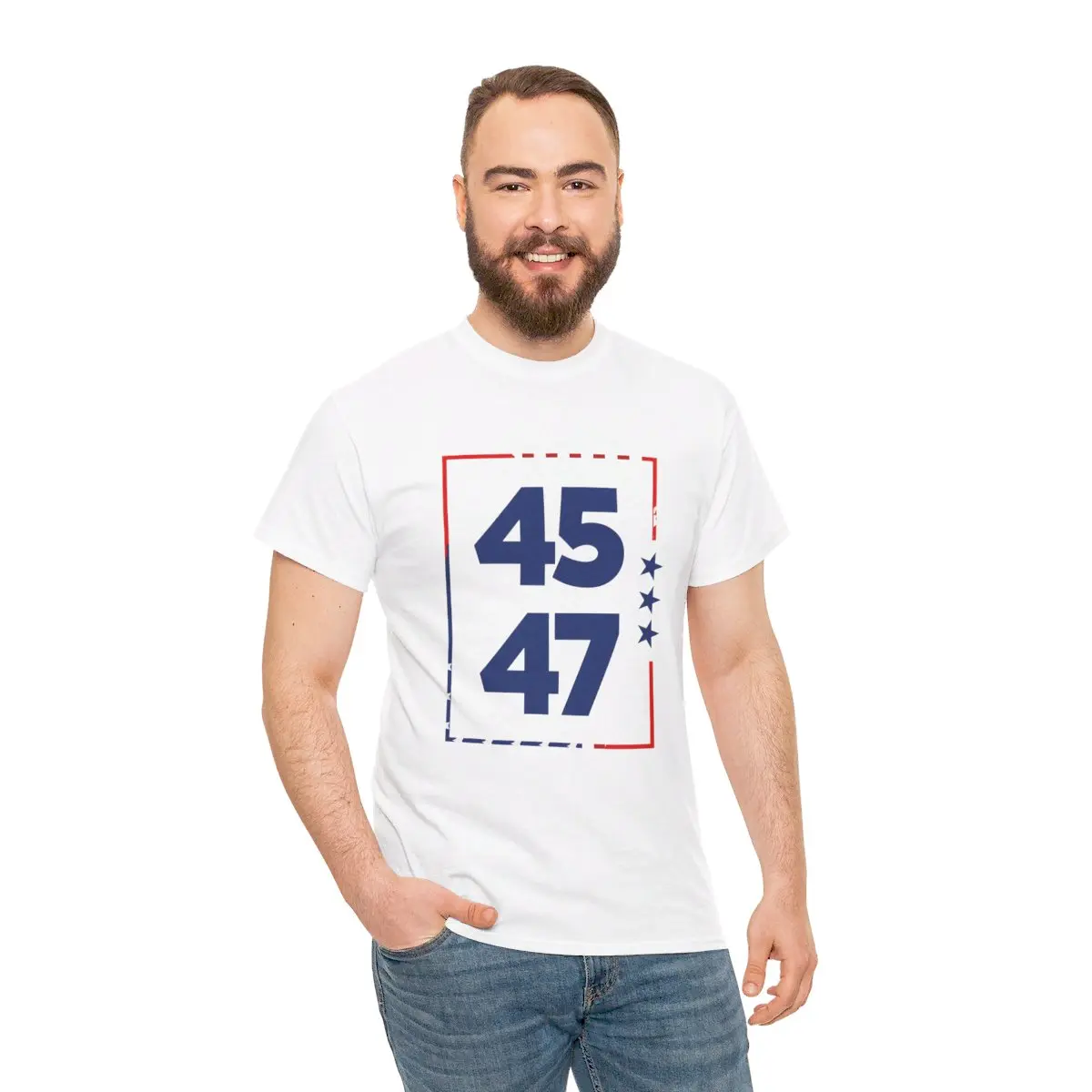 Pro Trump 45 = 47 2024 President, Trump Shirt 2024 Election, Make America Great Again Unisex T-Shirt - Classic Fit, Crew Neck, White, Black, Navy Adult blue collar fountain bleau jumbo screenprint durable shirt