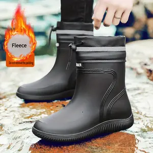 1pr Unisex Waterproof Rain Boots - Outdoor Fleece-Lined PVC Long Boots with Slip-On Closure, Anti-Slip Durable Casual Water Shoes for Camping, Fall/Winter Season thick sole Men's Ownthegame Basketball Lightweight Hiking safety shoe men Sneaker Golf casual