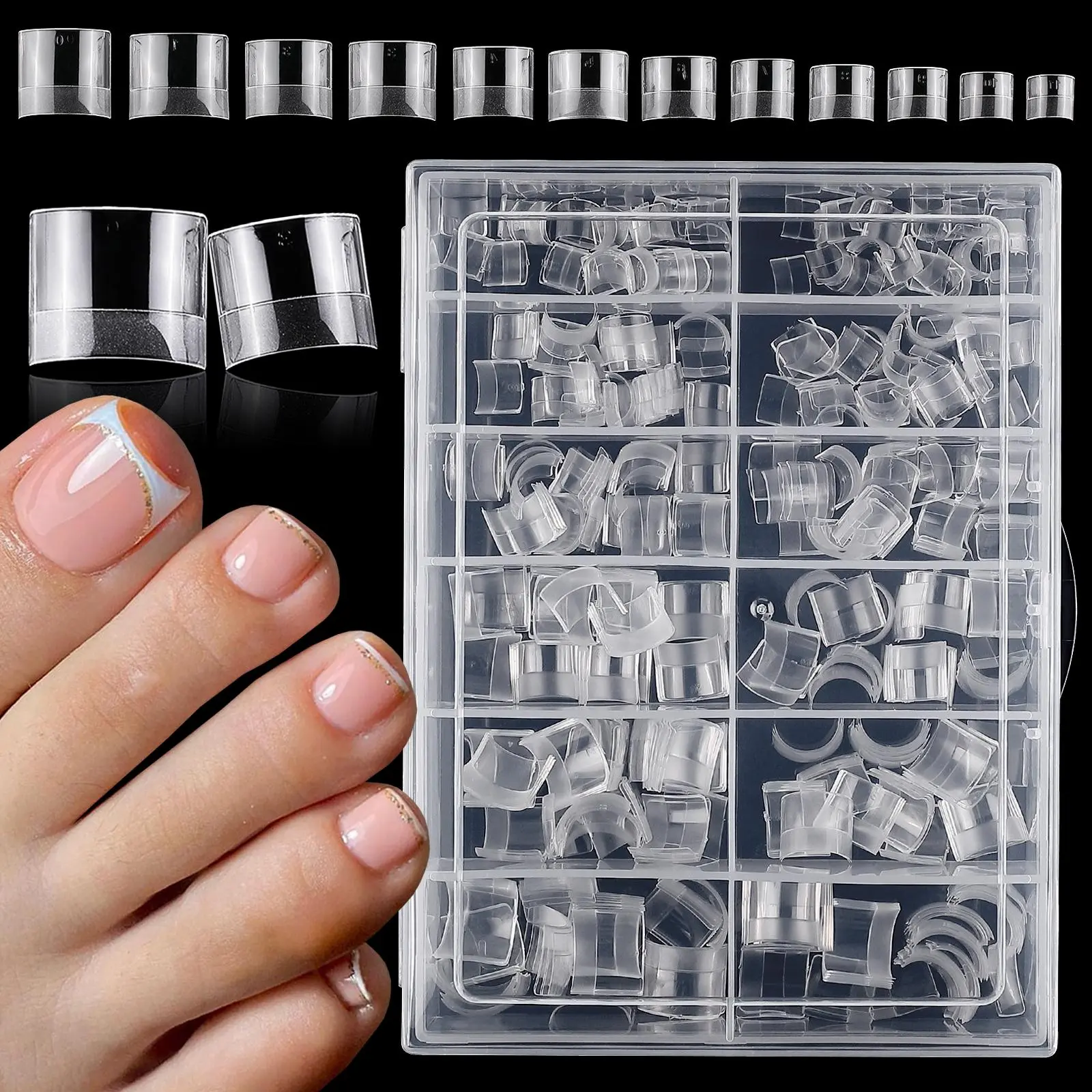 Clear Toenail Tips, DIY Fake Nails, 600pcs/box Short Square Fake Press on Toenails, Pre-etcheed Nail Extension Tool, Nail Art Tools, Nail Art Supplies for Women & Girls