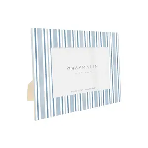 The Cabana Stripe Horizontal Picture Frame - Indigo Blue