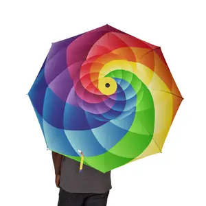 Metric Spiral Rainbow Pattern Umbrella | Semi-Automatic Windproof