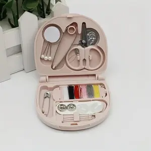 Portable Compact Sewing Kit with Mini Scissors, Buttons & Thread, Durable /lotus Color Travel Sewing Box for Quick Repairs, Sewing Tool Kit