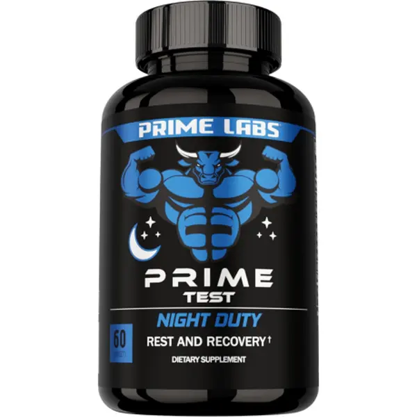 Prime Test Night Duty | Nighttime Sleep Support + Relaxation Formula | Melatonin, Magnesium & L-Theanine | 60 Capsules