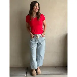 Sonny Ribbed Top in Red