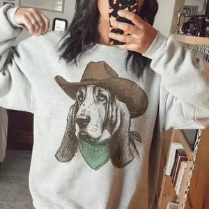 Cowboy Basset Sweatshirt, vintage Hoodie, western outfit women, cowgirl outfits, Comfortable Menswear & Womenswear Top-Gift For men For women-women's shirt
