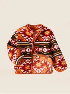 Autumn/winter girls' fashionable zipper jacket ethnic-style long-sleeved jacket infant and toddler casual knitted fleece jacket children's versatile clothing suitable for outdoor wear