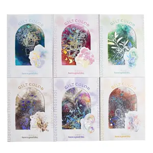 90 watercolour smudge hot silver stickers PET waterproof material retro style DIY decorative primer scrapbook material stickers