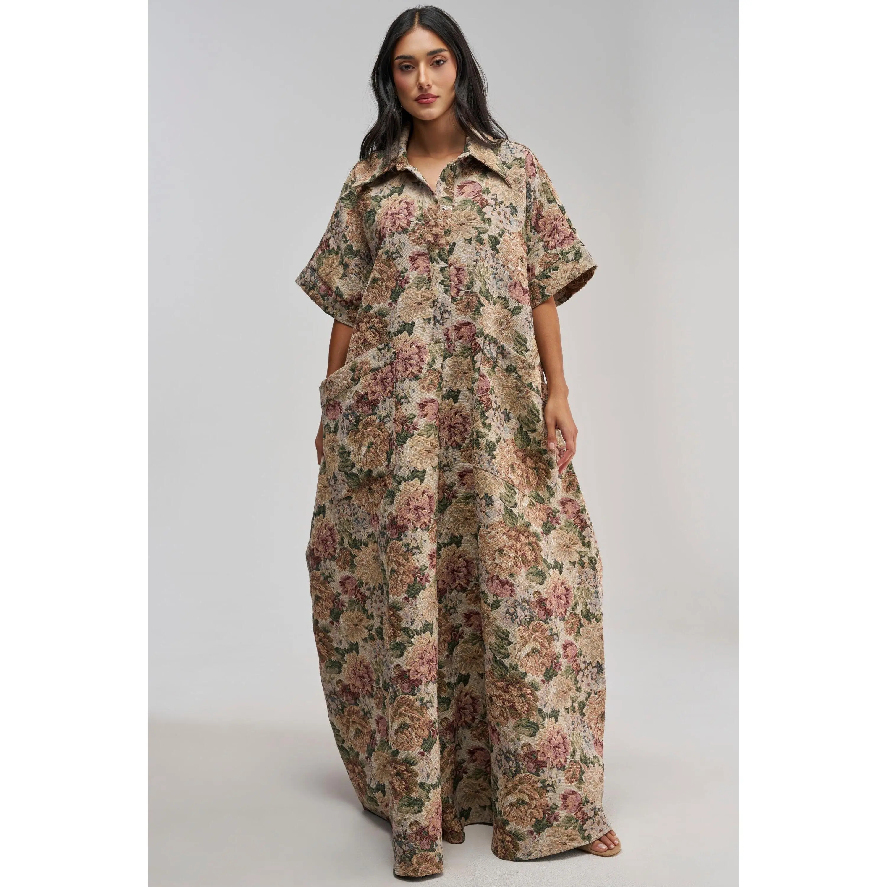 VANJA BROCADE JUMPSUIT IN IVORY