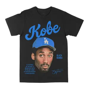 Kobe Black Mamba Dodgers Graphic Tee, Y2K Rap Streetwear T-Shirt, Unisex Crew Neck, Vintage Hip-Hop Graphic, Sports Style, Casual Cotton Fit