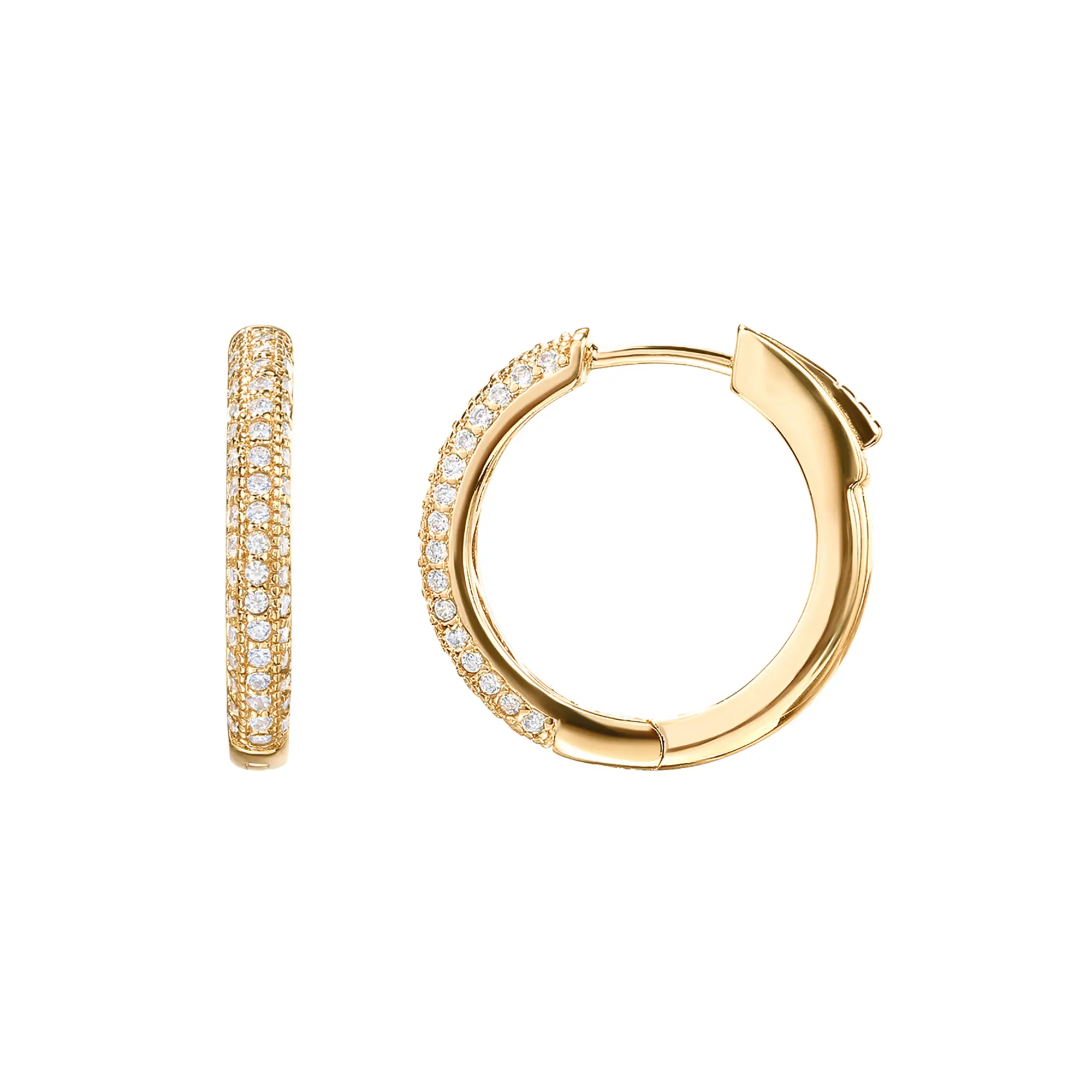 PAVOI 14K Gold Plated 925 Sterling Silver Cubic Zirconia Hoop Earrings for Women