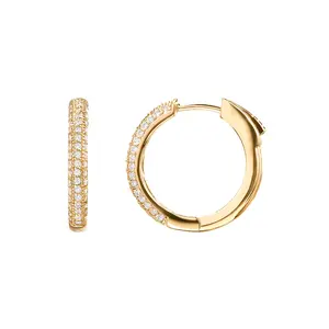 PAVOI 14K Gold Plated 925 Sterling Silver Cubic Zirconia Hoop Earrings for Women