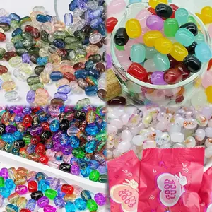 Kiki-A28-10mm Oblong Glass Beads Date Beads