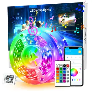 DAYBETTER 50ft or 100ft Led Strip Lights RGB Music Sync Color Changing,Bluetooth Led Lights with Smart App Control Remote,Led Lights for Bedroom Room Lighting Flexible Home Décor
