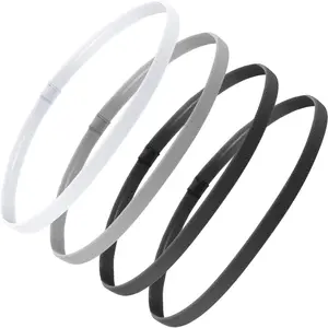 4 Pieces Elastic Sports Headbands Thick Non-Slip Hair Bands for Women and Men Thin Elastic Sports Headbands