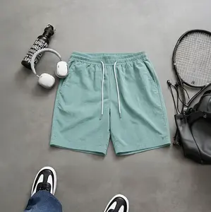 Men’s summer corduroy casual shorts, loose straight fit, comfortable and breathable, simple versatile beach shorts