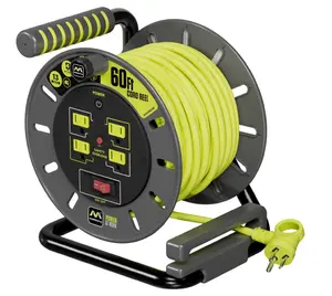 Masterplug 60ft Cord Reel, Retractable Extension Lead with Winding Handle