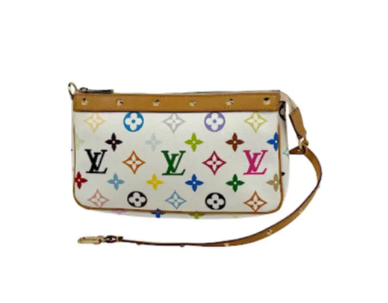 Pre-owned Louis Vuitton PVC Shoulder Bags Pochette Accessoires Studded Makeup/Accessory Pouch Monogram Multicolore Blanc (White) M92649 4000029116061