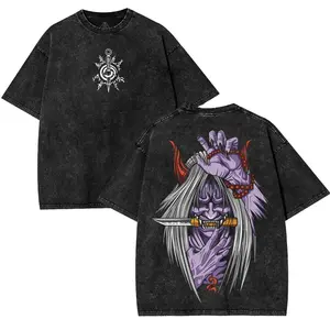 Limited Edition Ichibi no Jinchuuriki Suna no Gaara - Naruto Anime Double Printed Oversize Lightweight Acid Washed Tee, Gift For Anime Fans and Lovers graphic  tees Cotton Fabric