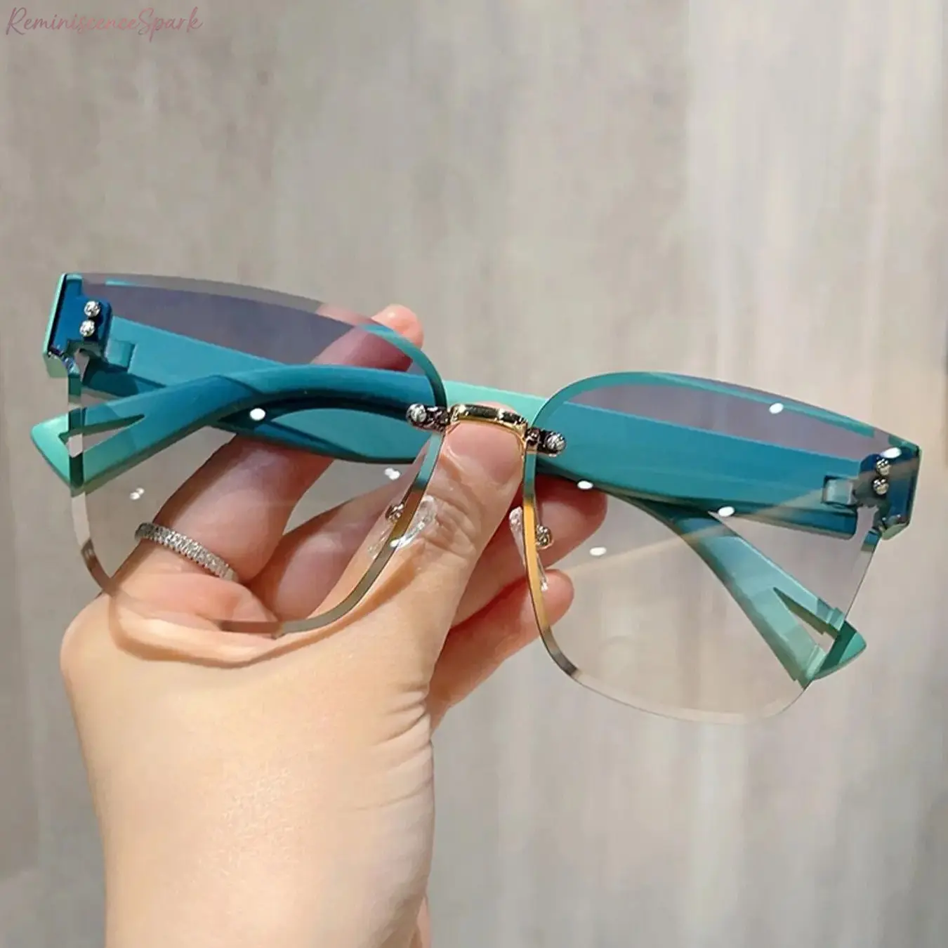 Vintage Frameless Ombre Square Sunglasses - Practical, Flexible Multi-Sports Sports Eyewear with UV Protection, Lightweight Stylish Design, 1-Size Fit for Hiking, Daily Outfits, One-Size