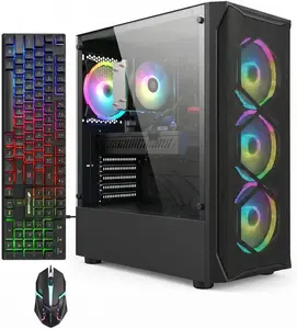 STGAubron Gaming PC Desktop Computer, Intel Core i7 up to 3.9GHz, Radeon RX 5500XT 8G, 16GB RAM, 512GB SSD, WiFi 6, BT 5.2, RGB Fan x 4, Windows 11 Home