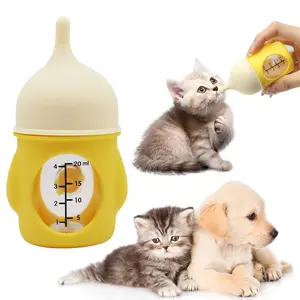 Feeding Bottle for Kitten Puppy, 20ML Nursing Bottle Comes with 1 Replacement Nipple, Anti-choking Feed Bottle for Newborn Kitten Puppy Small Pets