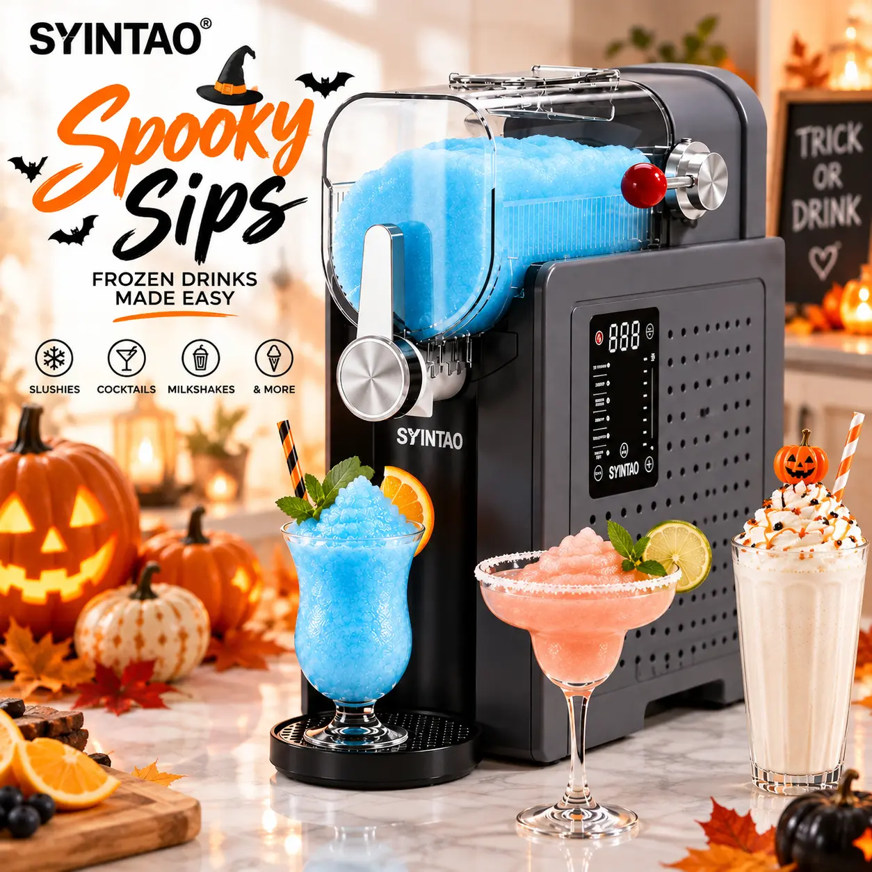 SYINTAO 6-in-1 Ice Cream & slushie Machine - 88oz Capacity Kitchen Appliance, 6 Pre-Set Modes, 1-Button Preset, Easy to Use, Detachable Lid, Ideal for Party Hosts, Outdoor Gatherings