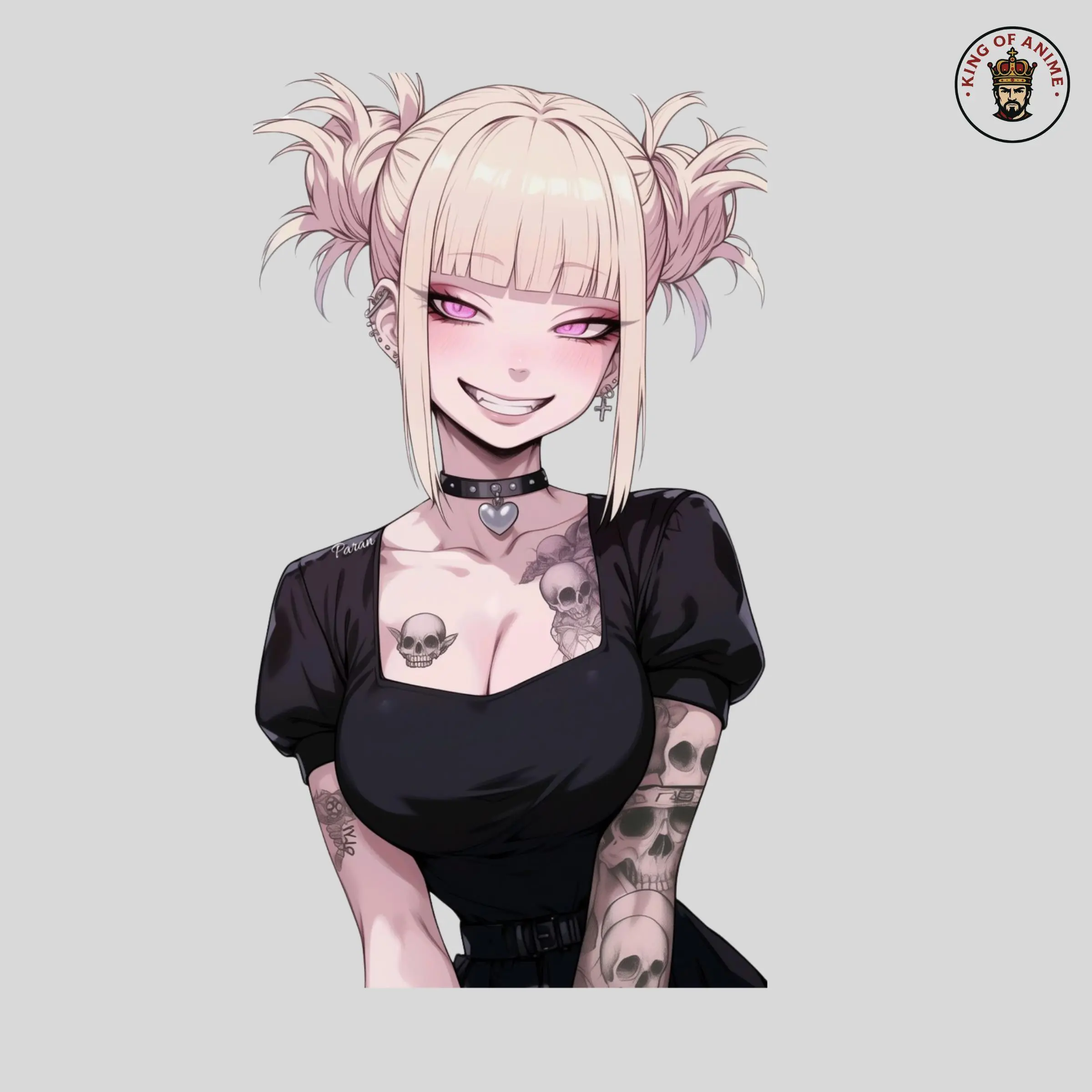 Toga Goth Skull Tattoo Sticker, Vinyl Sticker for Laptop Decor, Punk Anime Waifu with Heart Choker