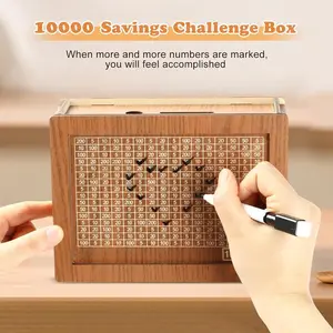 Wooden Money Box with Counter & 10000 USD Target for Boys Girls Reusable Eco-Friendly Savings Bank Ideal Gift concrete funeral vault