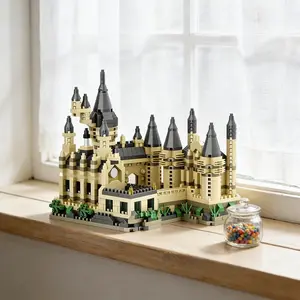 Abs Durable Building Blocks, Interlocking Building Block, Hogwarts Magic Castle, Blue Creative Design, Party Surprise Decoration, Model 61047